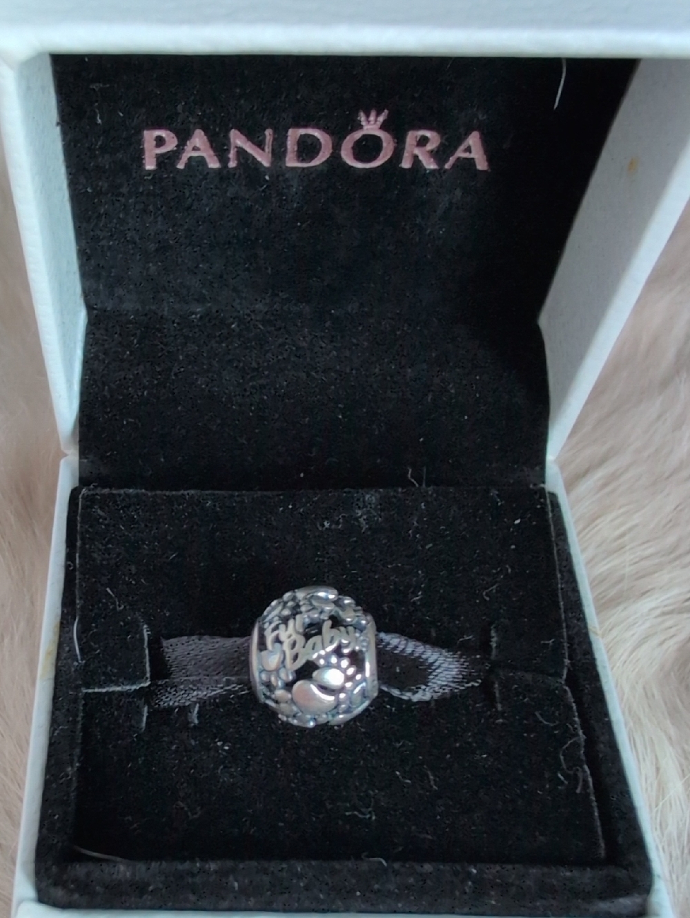 EUC Rare Retired Pandora Silver Charm "Fur Baby"